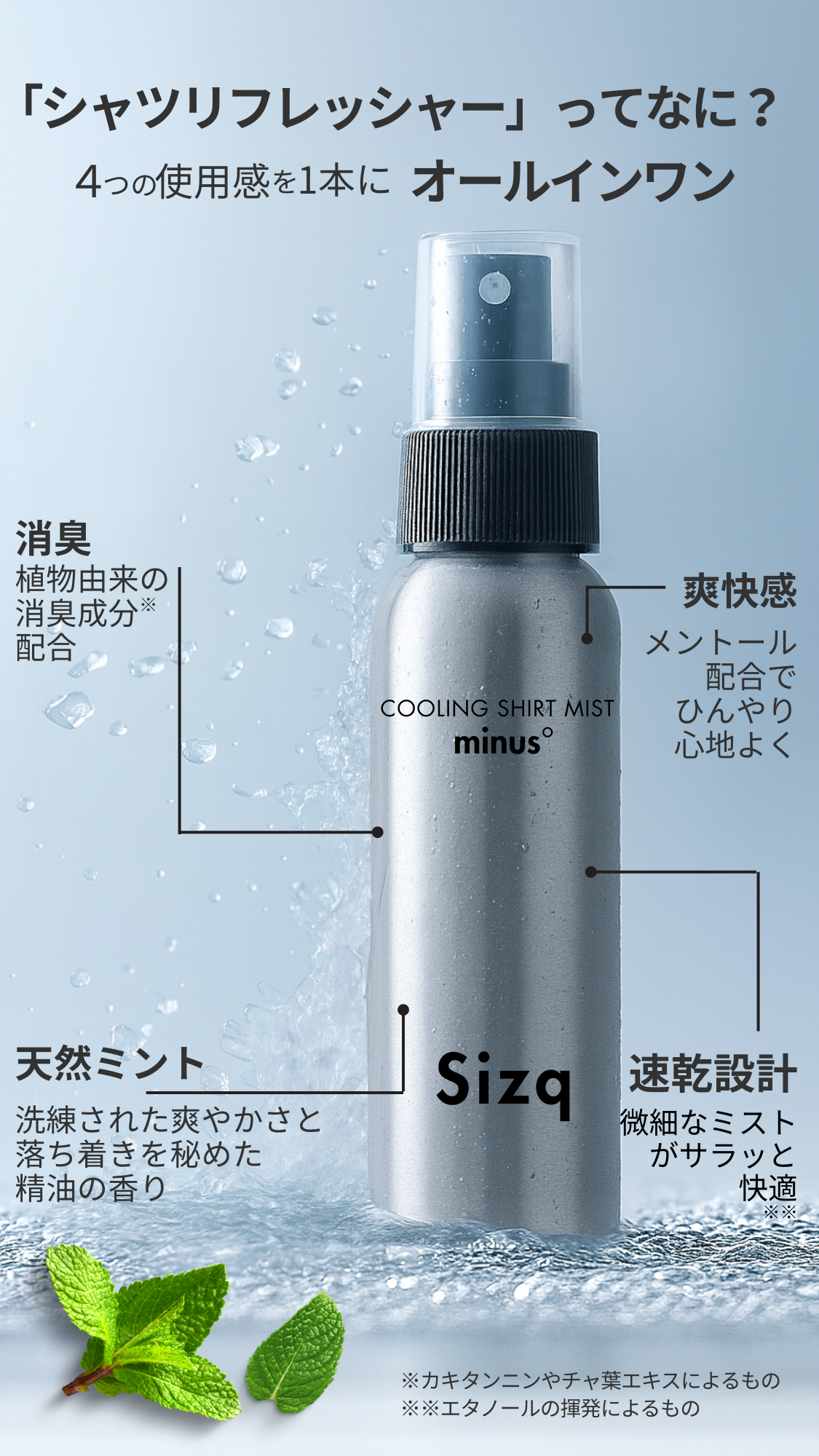 女性が開発したビジネスマンのための衣類用ミスト|シャツリフレッシャーminus°